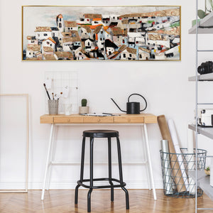 Leinwandbild an stilvoller Wand im Wohnzimmer