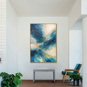 Moderne Wandkunst in Blau und Beige