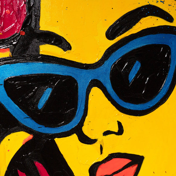 Portraetkunst Acryl Gelb Blau