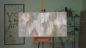 Handgeschilderd Acryl Schilderij Abstract "Filosofie" met Bladgoud