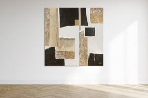 Groot abstract schilderij woonkamer – Handgeschilderd canvas kunstwerk "Charakter"