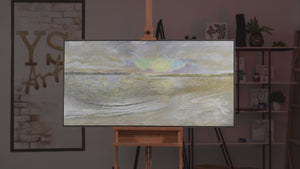 Abstracte Landschapschilderij Handgeschilderd "Zee Dämmerung" – Acryl Schilderijen Kopen