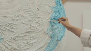 Gestructureerd schilderij op canvas in een lijst, rustgevend kunstwerk "Suikersluier".