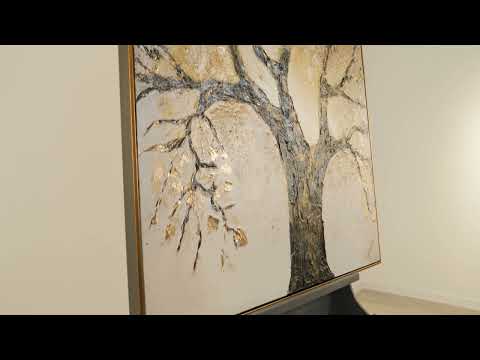 Wanddecoratie – Handgeschilderd modern kunstwerk op canvas met lijst – Levensboom