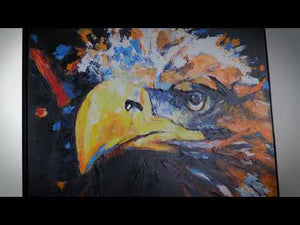 Abstrakte Acrylmalerei auf Leinwand mit Rahmen "Mächtiger Adler"