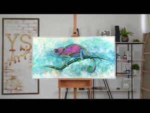 Moderne Kunst "Leguan" Acryl Bild mit Rahmen