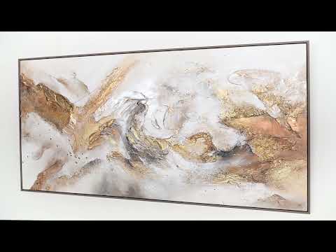 Gemälde handgemalt mit Rahmen „Konsonanz“ – Abstrakte Kunst mit Gold