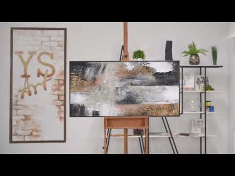 Abstracte canvas schilderijen - moderne kunstwerken met acrylverf met lijst 