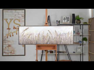 Acryl schilderij woonkamer abstract modern – Handgeschilderd canvas “Dämmerung” 150x50 cm