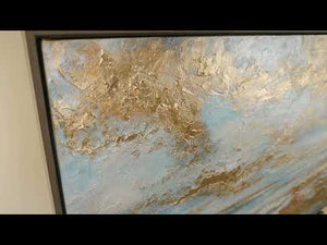 Größe bilder Handgemaltes WohnzimmerAbstraktes Meer-Landschaftsbild Goldene Bucht