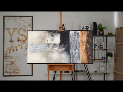 Handgeschilderd Acryl Schilderij "Succes" - Abstracte Kunst met Bladgoud