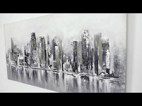 Handgeschilderd acryl schilderij "Megapolis" – Abstracte kunst voor woonkamer