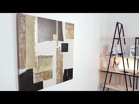 Groot abstract schilderij woonkamer – Handgeschilderd canvas kunstwerk "Charakter"