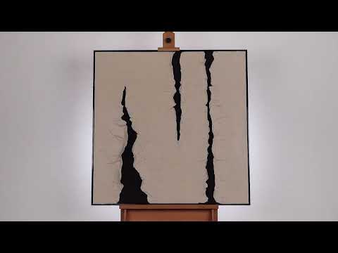 Handgeschilderd abstract kunstwerk op canvas - zwart-wit acryl schilderij