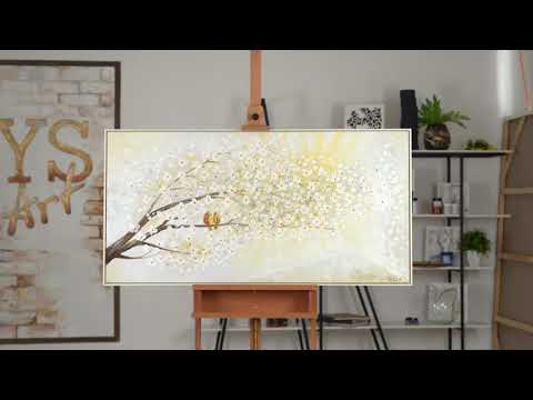Handgeschilderd acryl schilderij 'Zonsopgang' – Bloemen kunst op canvas