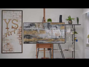 Acryl schilderij op doek met gouden accenten 'Golden Reflections' met lijst