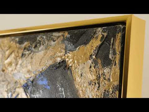 Abstrakte Leinwandbilder Goldener Kontrast Moderne Gemälde mit Goldakzenten mit Rahmen