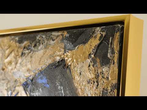 Abstrakte Leinwandbilder Goldener Kontrast Moderne Gemälde mit Goldakzenten mit Rahmen