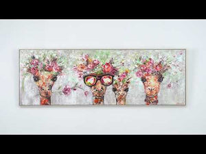 Acryl Abstracte Kunst Handgeschilderd "Giraffen" 150x50 cm – Moderne Wandkunst