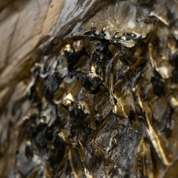 Reliefstruktur Acrylbild Gold Grau abstrakte Wandkunst