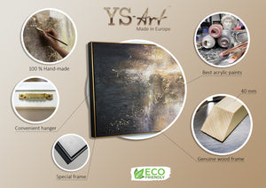 Strukturierte Acrylmalerei Gold Grau Relief Nahaufnahme