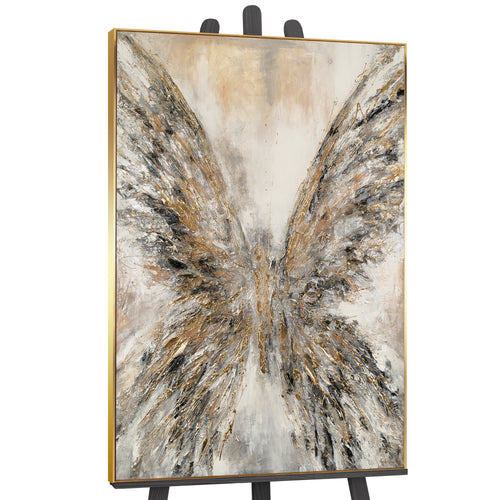 Strukturkunst Gold Grau handgemaltes Acrylbild Leinwand