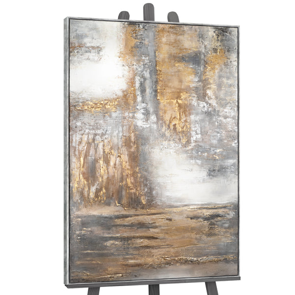 Strukturmalerei Gold Grau Acryl abstrakte Oberfläche Nahaufnahme